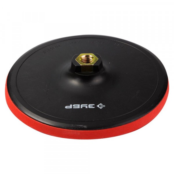 Фото Тарелка опорная пластиковая для ушм под круг на липучке d 180 мм, м14  мастер зубр 35782-180