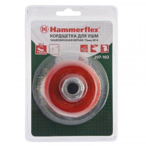 Фото Щетка для мшу чашка 75мм стальная проволока, m14 hammer flex 207-102