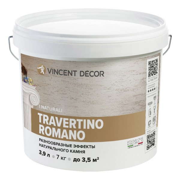 Фото Покрытие vincent decorum travertino romano декоративное структурное 7кг