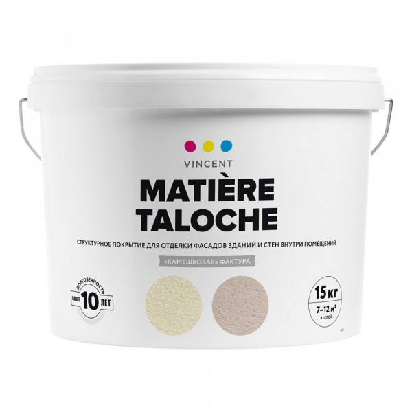 Фото Покрытие vincent s 3 структурное для наружных и внутренних работ 15кг