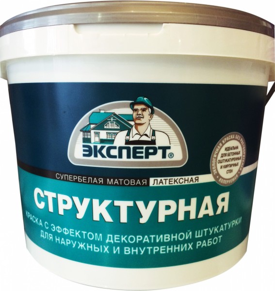 Фото Краска эксперт структурная супербелая 14кг