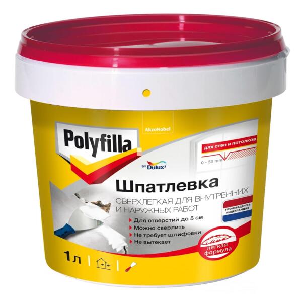 Фото Шпатлевка polyfilla сверхлегкая для внутр. и наруж. работ 1л