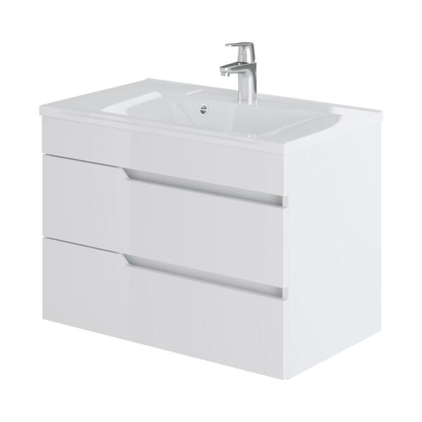 Фото Тумба с раковиной подвесная итана александра 75 742х450х550 (белый глянец)