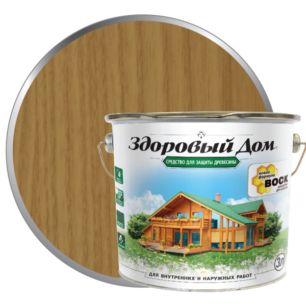 Фото Деревозащитное средство здоровый дом 3,0л дуб