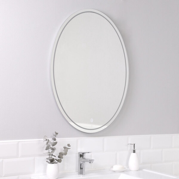 Фото Зеркало для ванной комнаты с подсветкой итана line 600х32х800, овальное