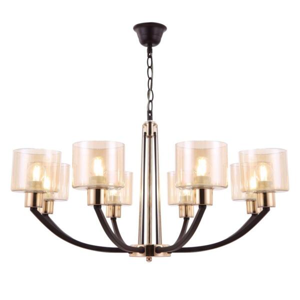 Фото Люстра подвесная freya teodora fr5003pl-08b е27 8x60вт ip 20 черный/хром