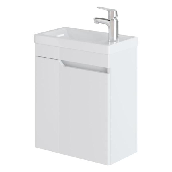 Фото Тумба с раковиной подвесная итана александра 45 445х250х570 левая (белый глянец)