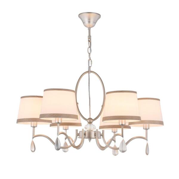 Фото Люстра подвесная freya teona fr5538pl-06br е14 6x40вт ip 20 серебро