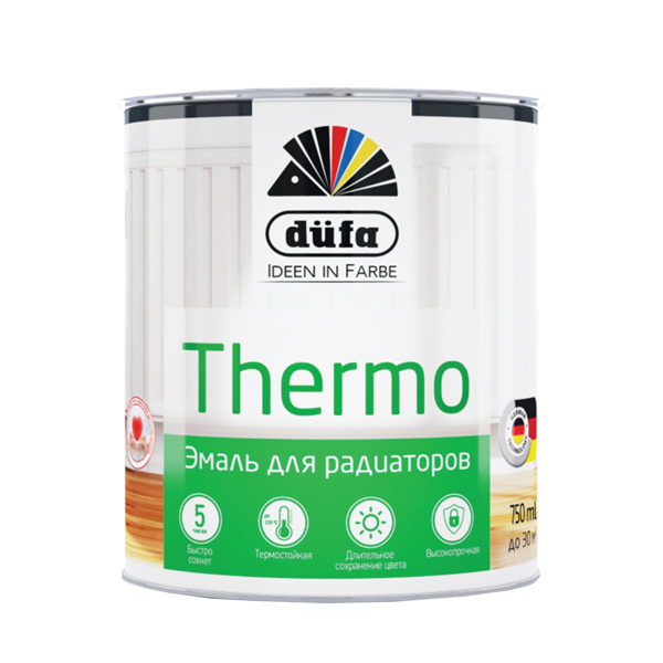 Фото Эмаль dufa thermo для отопительных приборов белая 0,75л