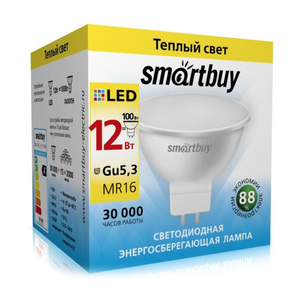 Фото Лампа светодиодная smartbuy led sbl-gu5_3-12-30k gu5.3 капсульная 12вт 3000к