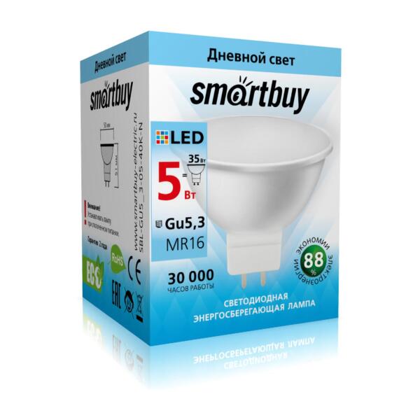 Фото Лампа светодиодная smartbuy led sbl-gu5_3-05-40k-n gu5.3 дисковая 5вт 4000к
