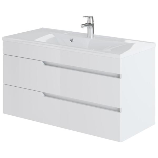 Фото Тумба с раковиной подвесная итана александра 100 990х450х550 (белый глянец)