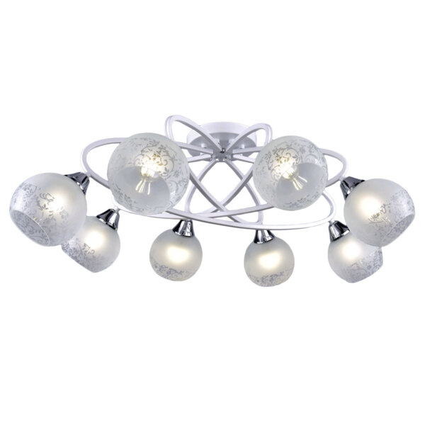 Фото Люстра потолочная россвет рс20956 wt+cr/8c е27 8x60вт ip20