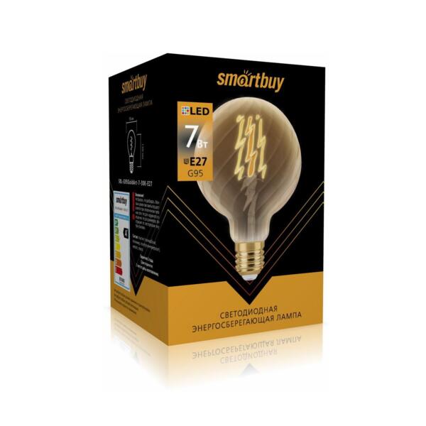 Фото Лампа светодиодная smartbuy led sbl-g95goldart-7-30k-e27 е27 груша 7вт 3000к