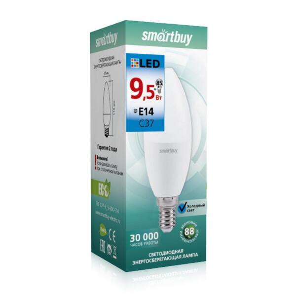 Фото Лампа светодиодная smartbuy led sbl-c37-9_5-60k-e14 е14 свеча 9.5вт 6000к
