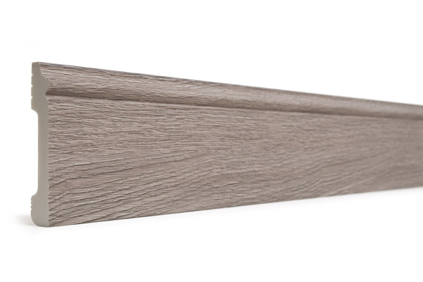 Фото Плинтус дюрополимер 80 мм серый структурный decor-dizayn 005