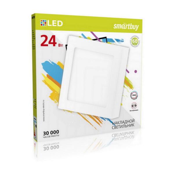 Фото Светильник светодиодный smartbuy 24вт 220в 4000к 1920лм 280мм ip20 sbl-sqsdl-24-4k