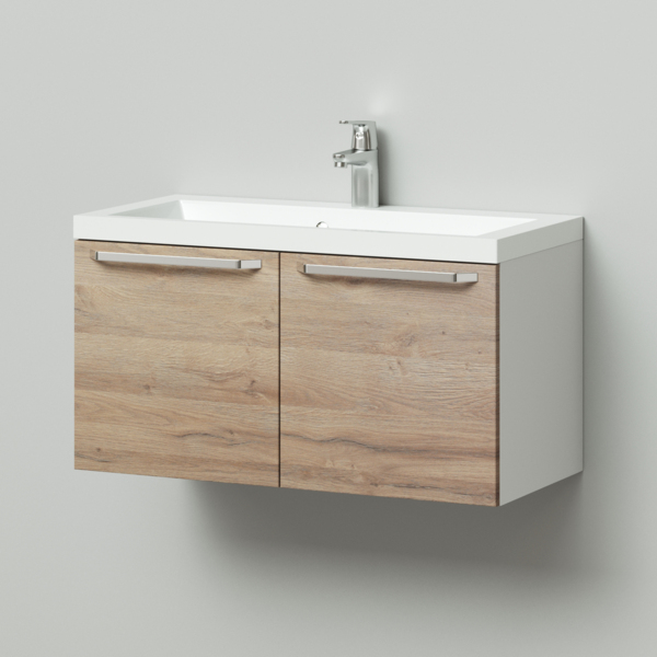 Фото Тумба с раковиной подвесная итана nature 80 792х378х437 (дуб)