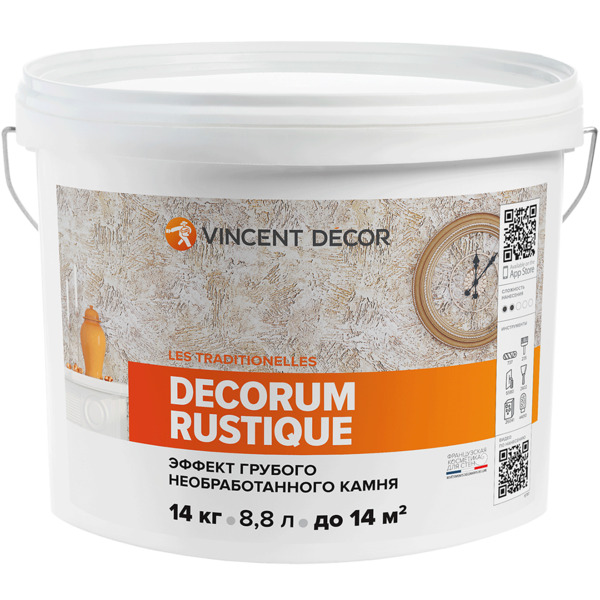 Фото Покрытие vincent decorum rustique декоративное структурное 14кг