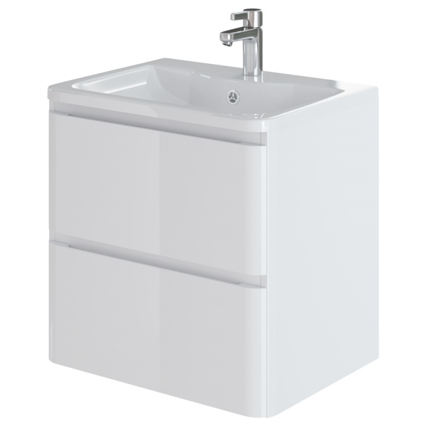 Фото Тумба с раковиной подвесная итана roberto 60 597х454х606 (белый глянец)