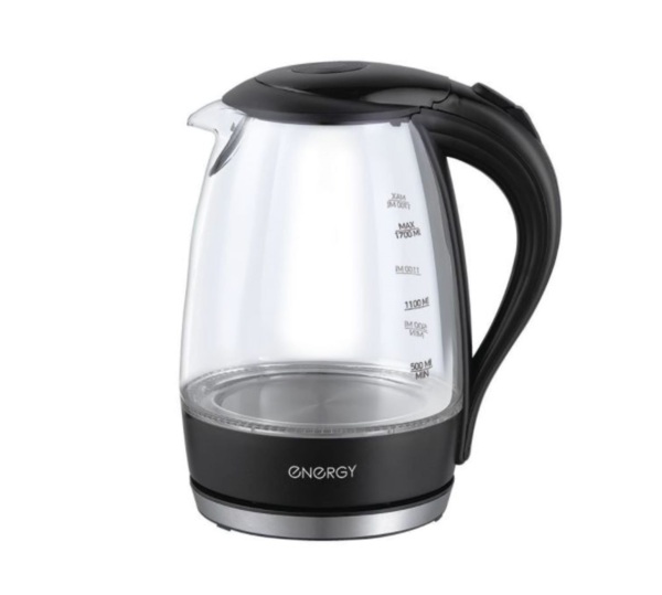 чайник электрический стекло 17л 22квт черное основание energy e-262 158000₽