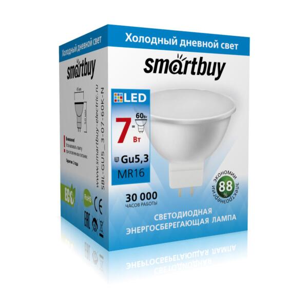 Фото Лампа светодиодная smartbuy led sbl-gu5_3-07-60k-n gu5.3 дисковая 7вт 6000к