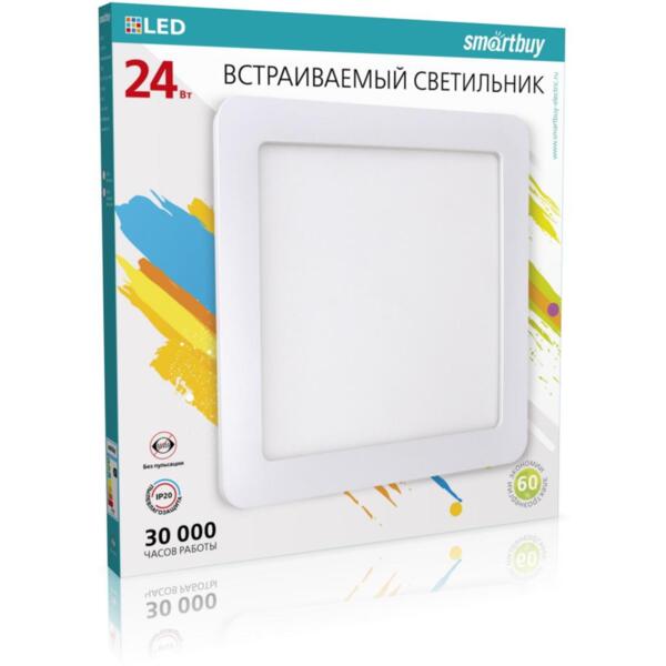 Фото Светильник светодиодный smartbuy 24вт 220в 4000к 1920лм 300мм ip20 sbl-dlsq-24-4k