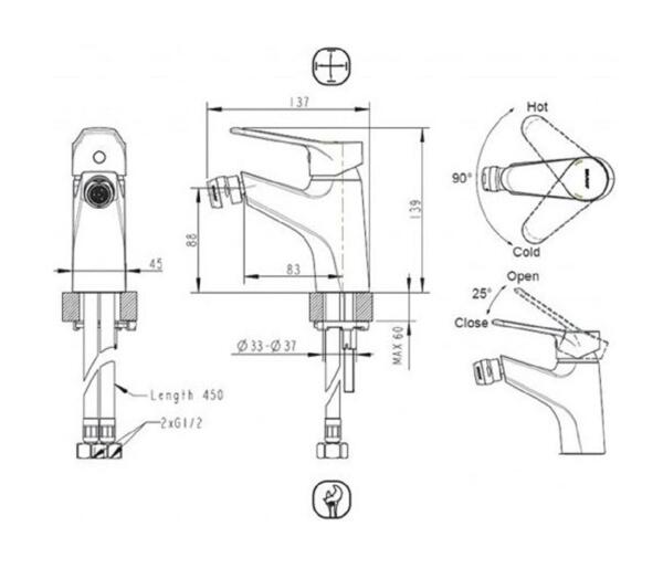 Фото Смеситель для биде однорычажный bravat eco f3111147c