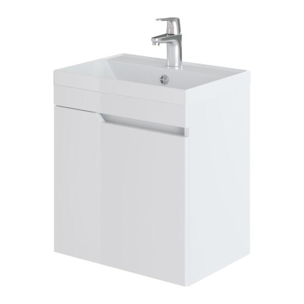 Фото Тумба с раковиной подвесная итана александра 50 495х350х565 левая (белый глянец)