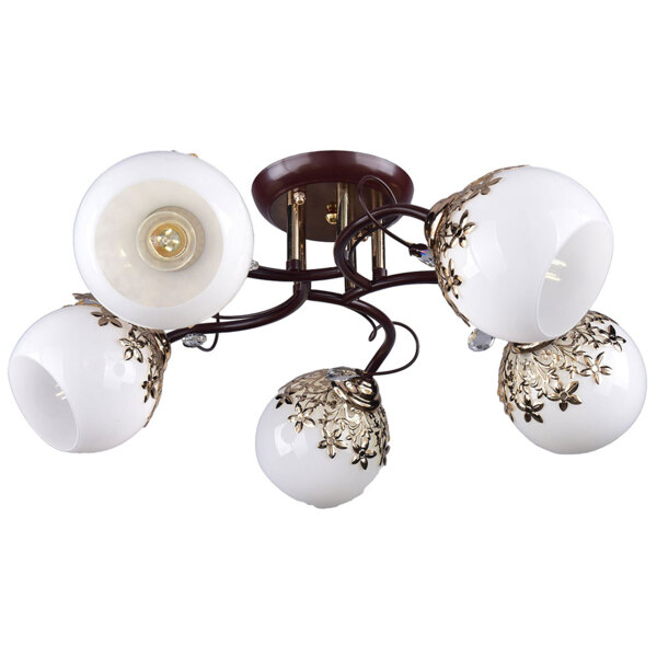 Фото Люстра потолочная россвет рс20681 brn+fg/5c е27 5x60вт ip20