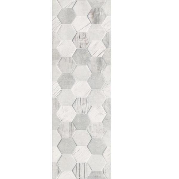 Фото Плитка настенная polaris hexagon mix rett серый 25x75 50638