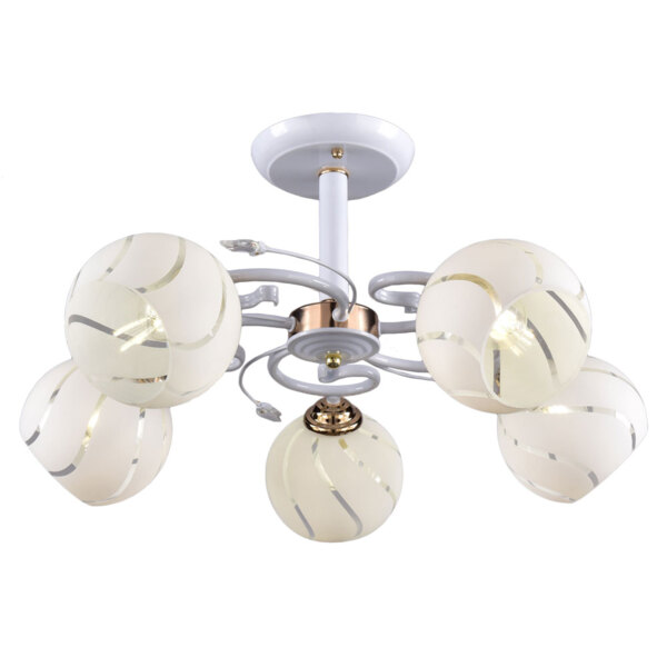 Фото Люстра потолочная россвет рс22180 wt+fg/5c е27 5x60вт ip20