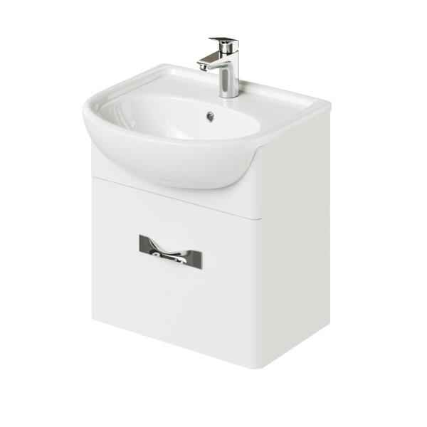 Фото Тумба с раковиной подвесная итана анкона 50 500х415х520 (белый глянец)