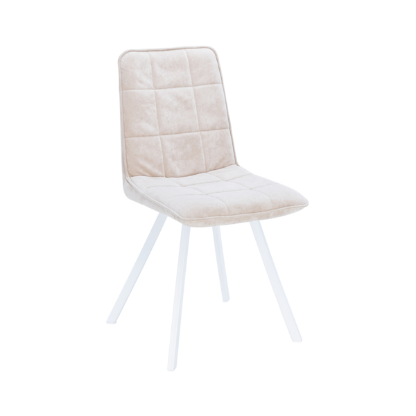 Фото Стул leset норман, металл белый, ткань бежевый