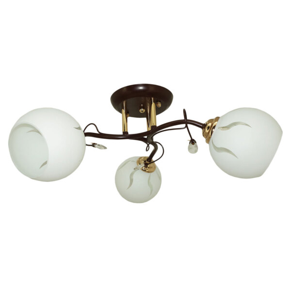 Фото Люстра потолочная россвет рс20741 brn+fg/3c е27 3x60вт ip20