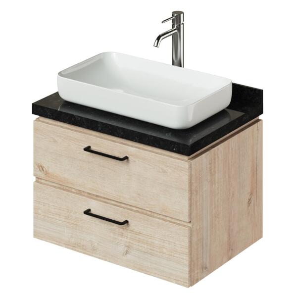 Фото Тумба с раковиной подвесная итана wood 70 700х500х505 (дуб себастиан)