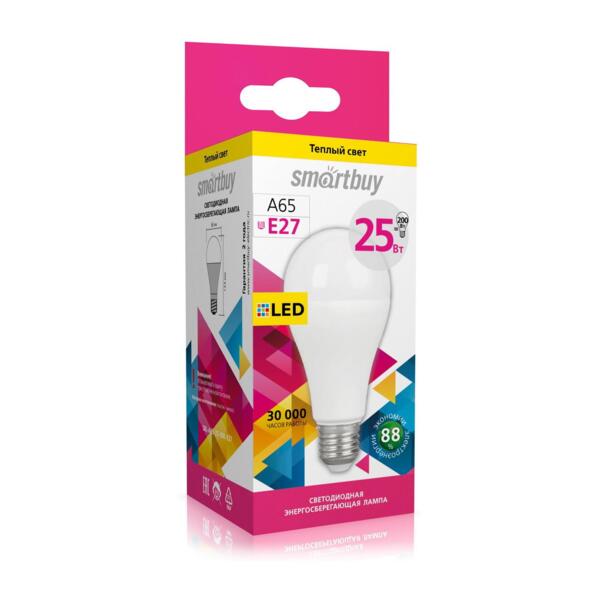 Фото Лампа светодиодная smartbuy led sbl-a65-25-30k-e27 е27 груша 25вт 3000к