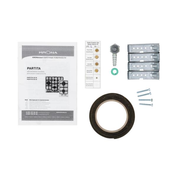 поверхность варочная газовая partita 60 ix krona независимая 00026313