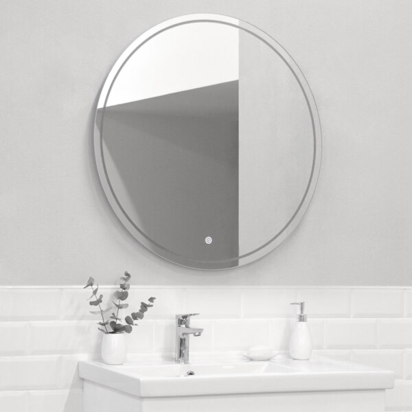 Фото Зеркало для ванной комнаты с подсветкой итана line d80, 800х32х800