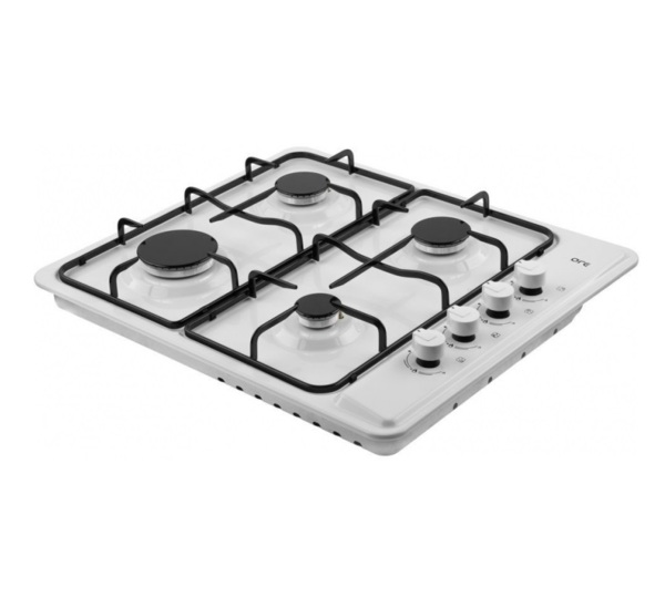 панель варочная газ белая ore lga60w 4 конфорки стальные решетки газ-контроль