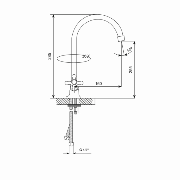 Фото Смеситель для кухни вентильный mixline 1/2кер 529286