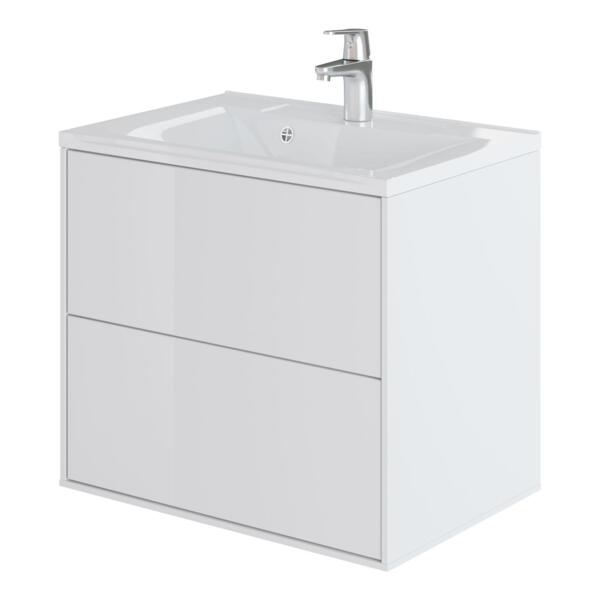 Фото Тумба с раковиной подвесная итана mia 65 640х450х580 (белый глянец)