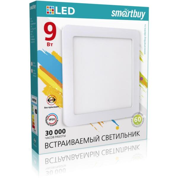 Фото Светильник светодиодный smartbuy 9вт 220в 4000к 960лм 145мм ip20 sbl-dlsq-9-65k