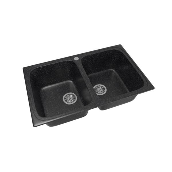 Фото Мойка кухонная mixline ml-gm23 49,5*77,5см двухчашевая черная