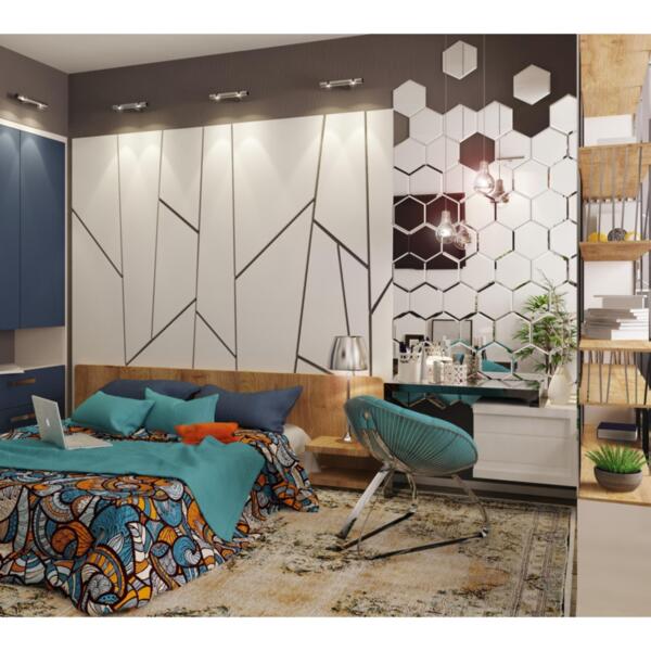 Фото Плитка зеркальная ika соты 200х173 с фацетом