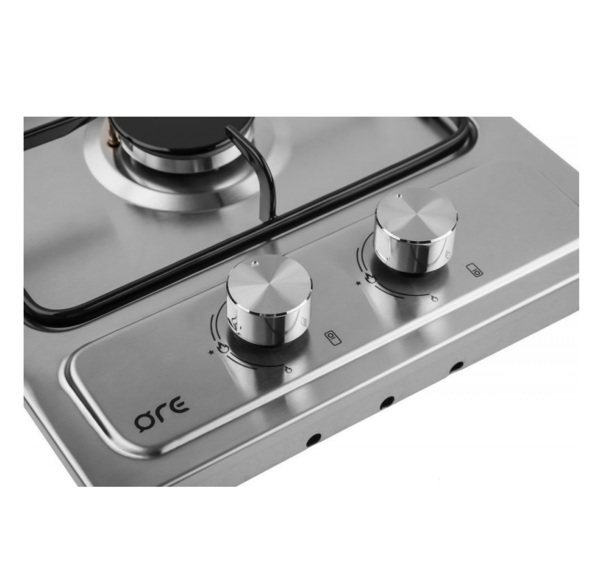 панель варочная газ нерж сталь ore lga30 2 конфорки стальные решетки газ-контроль