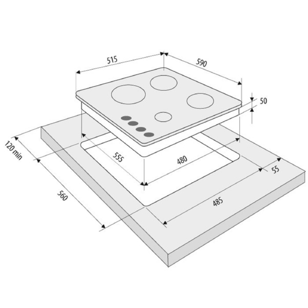 поверхность встраиваемая газовая варочная krona calore 60 wh