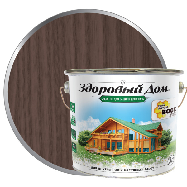 Фото Деревозащитное средство здоровый дом 3,0л палисандр
