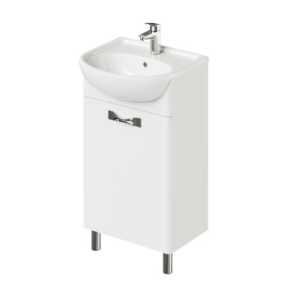 Фото Тумба с раковиной напольная итана анкона 50 500х415х817 левая (белый глянец)