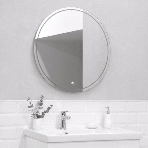 Фото Зеркало для ванной комнаты с подсветкой итана line d70, 700х32х700